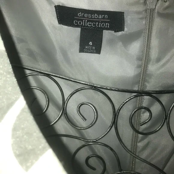 Dressbarn dress size 4 color silver gray lined knee length sleeveless zip up - Picture 3 of 15